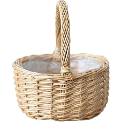 Cache Pot en Osier, Panier de Rangement Tissé à la Main, Corbeille à Fleurs pour Pique-Niques