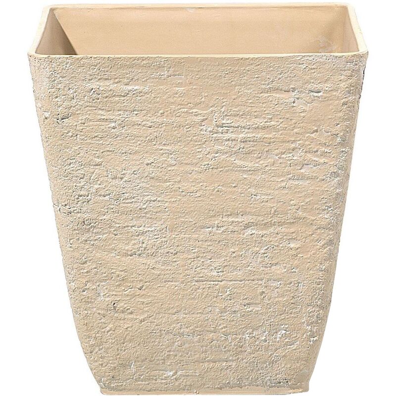 Cache-pot Beige en Polyrésine 39x39x43 cm Effet Pierre Bac à Fleurs Extérieur Delos