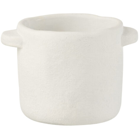 Cache-Pot en poterie effet ciment blanc D14H12cm