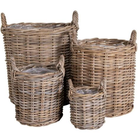 Cache-pot en rotin, fines tiges (lot de 4)