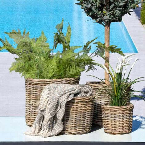 Cache-pot en rotin pour plantes vertes (lot de 4)