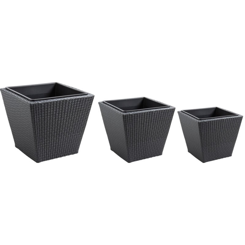Cache-pots en résine tressée (lot de 3) Carré
