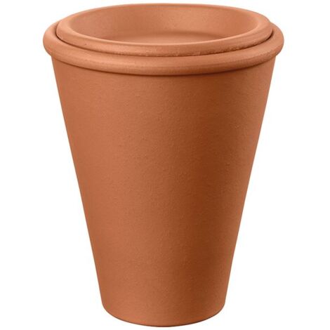 Cache pot en terre cuite 15cm – Système d'irrigation Aquado – Résistant au gel – Économie d'eau jusqu'à 70% – Couleur rouge – Deroma