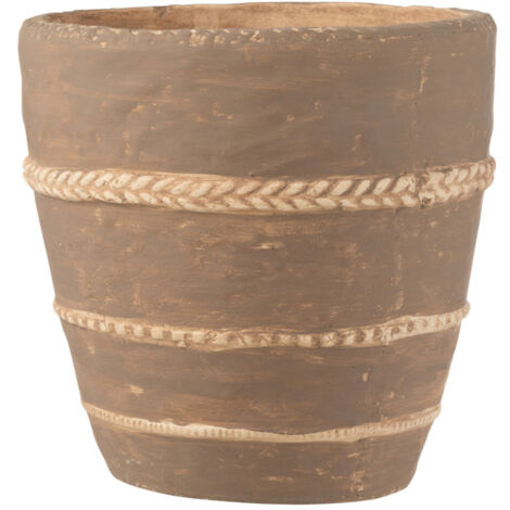 Cache-Pot en Terre Cuite "Tressé" 24cm Marron