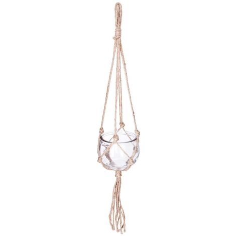 Cache pot en verre + Jute nomade D10.5 - Atmosphera créateur d'intérieur - Beige