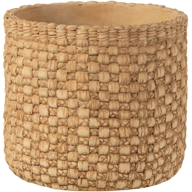 Cache-pot avec motifs en ciment beige 18x18x16 cm
