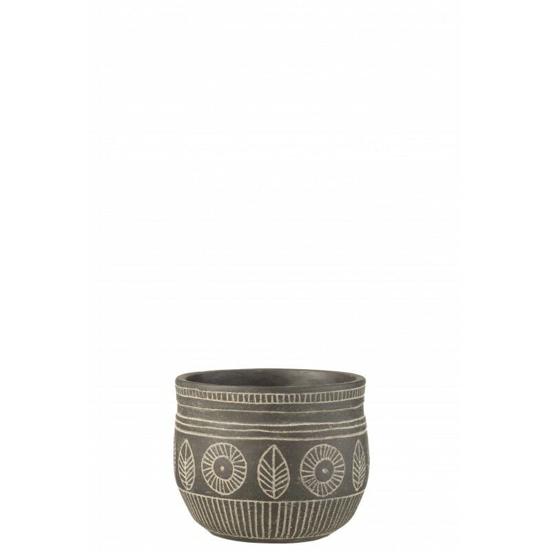 Jolipa - Cache pot en céramique gris 18x18x15 cm - Gris/Greige