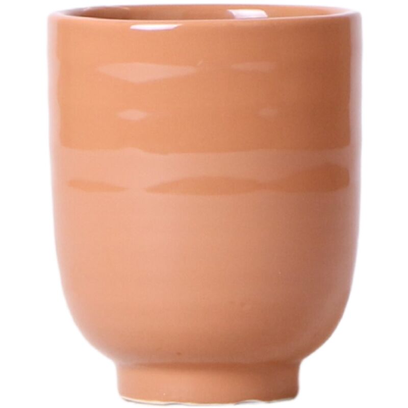 Cache-pot Glazed - céramique émaillée avec pied - cognac - marron clair - adapté aux pots de 9cm
