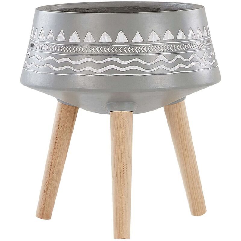 Cache-Pot Support Plantes avec 3 Pieds en Bois 31 cm de Diamètre Motif Ethnique Peint à la Main Idéal à la Fois pour Extérieur et Intérieur Beliani