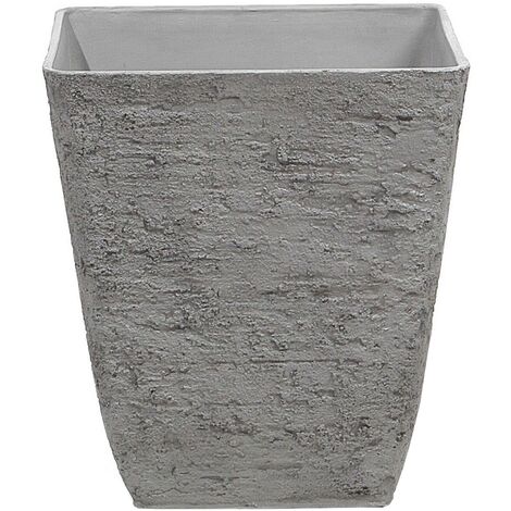Cache-pot Gris en Polyrésine 39x39x43 cm Effet Pierre Bac à Fleurs Extérieur Delos - Gris