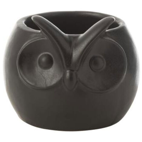 Cache-pot hibou 12x11x10,5 cm en porcelaine noire
