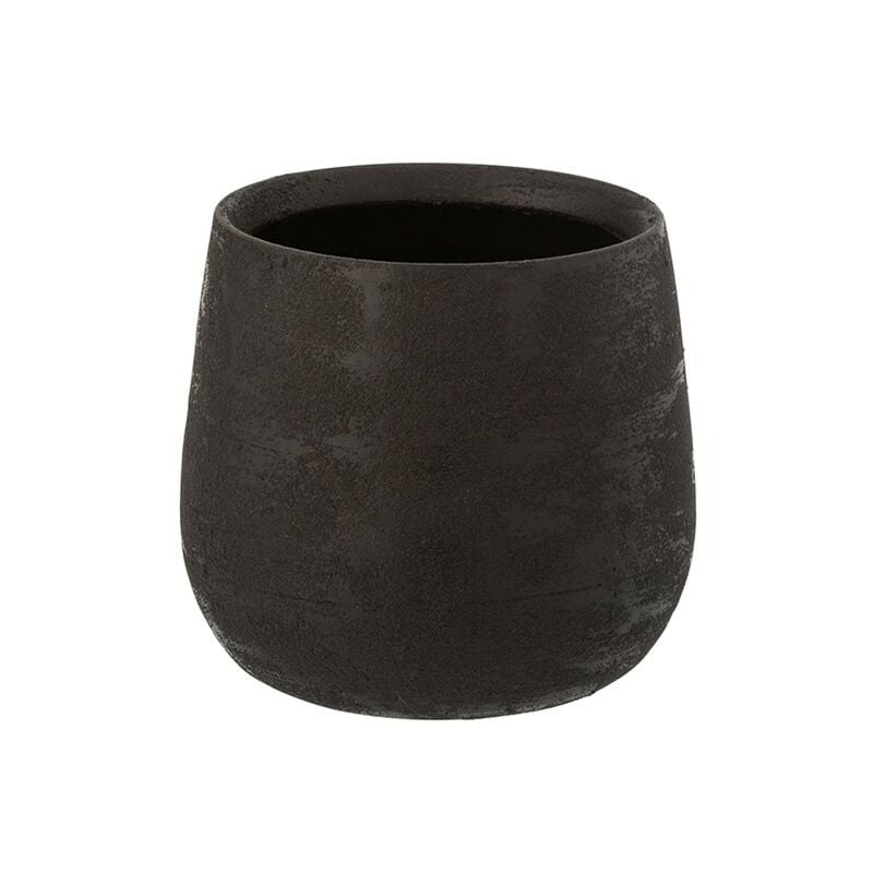 Jolipa - Cache pot irrégulier en céramique noire H18cm - Noir