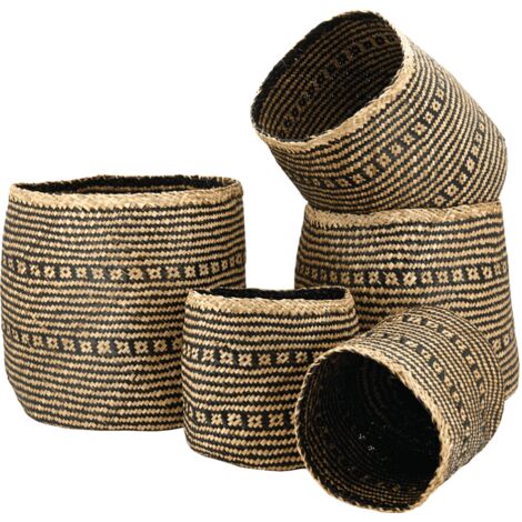 Cache pot jonc de mer teinté Pot 38 cm. Naturel. Marque : Aubry Gaspard. Réf. : JCP412S
