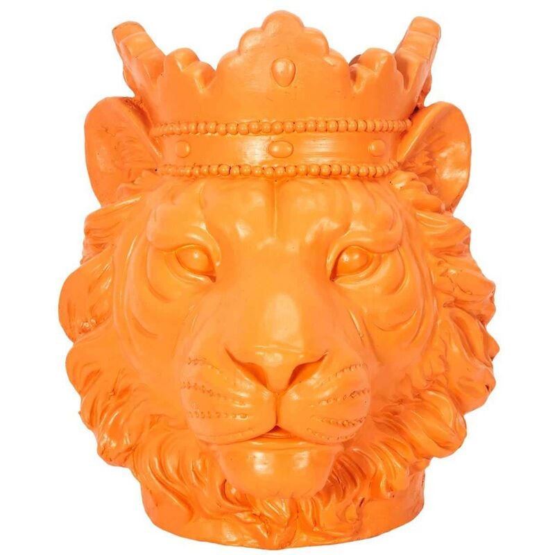 The Home Deco Factory - Cache pot lion en magnésia 35 x 30 x 29 cm - Orange