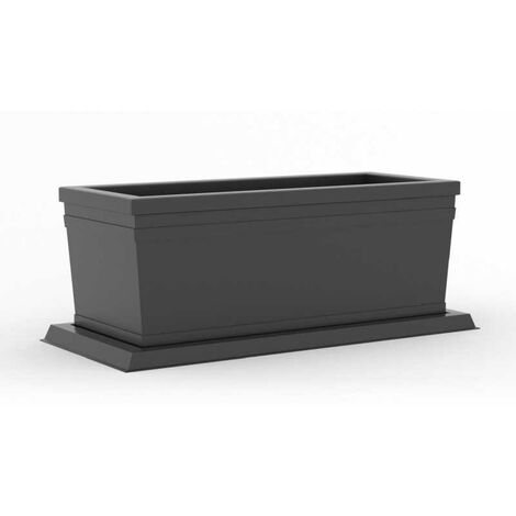 Cache-pot lisse de 100 cm, anthracite en polymère Monacis - 100x47x38 H