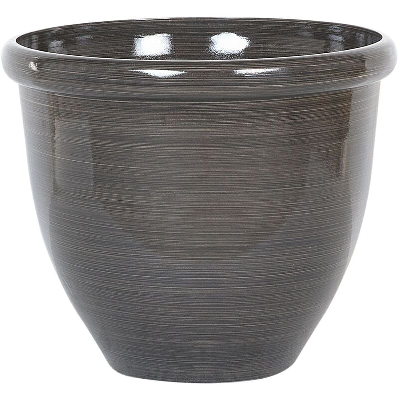Grand Cache-Pot Rond Marron, Diamètre 44 cm en Mélange de Fibres au Design Moderne Idéal pour Intérieur et Extérieur Beliani