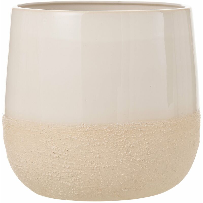 Cache-pot maru céramique beige blanc h. 29 cm - Blanc