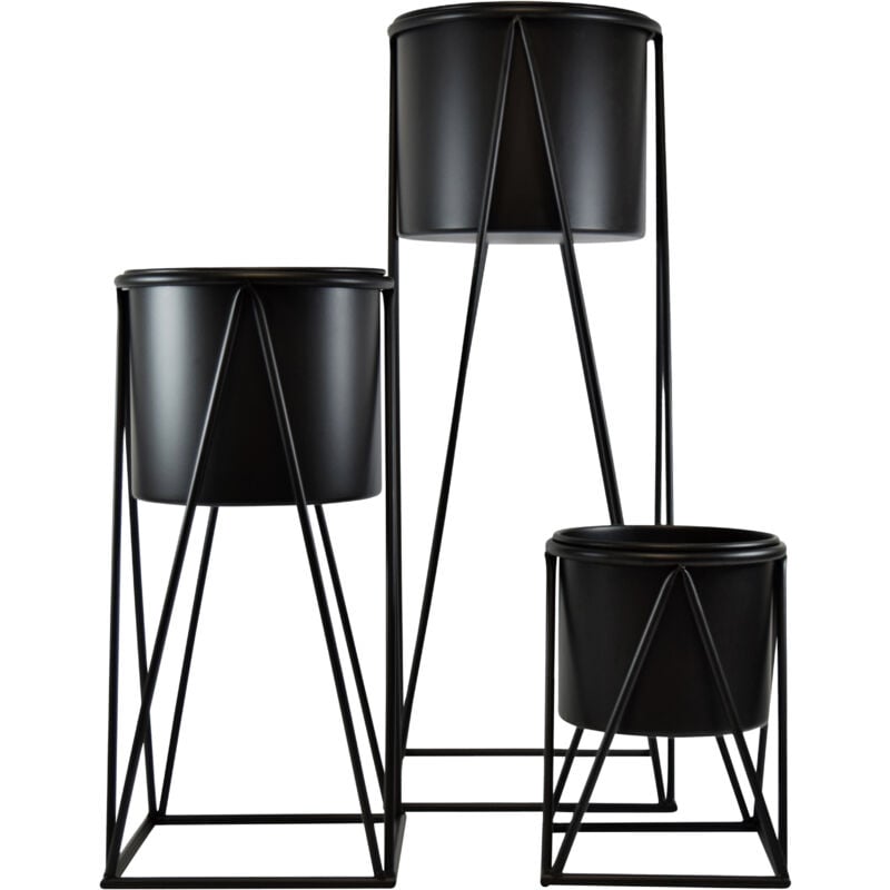 Cache-pot NAOMI en lot de 3 - 70 / 47 / 26 cm - pot en métal sur pied