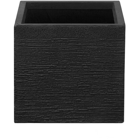 Cache-Pot Noir Cube en Mélange de Fibres 30 x 30 x 28 cm Pot de Fleurs Effet Pierre de Design Moderne Idéal pour Extérieur et Intérieur Beliani - Noir