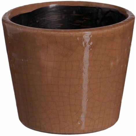 Cache-pot Ocre en céramique vieillie