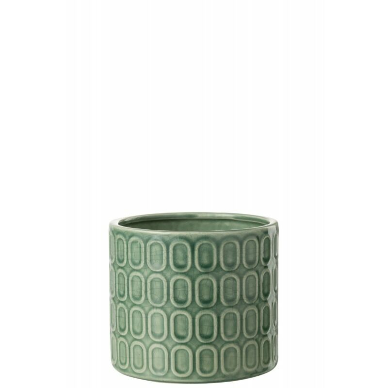 Cache-pot ovale à motifs en céramique vert 16x16x14 cm - Vert