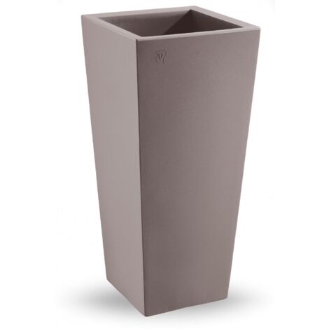 Cache pot quadrato in resina "Genesis" h. 100 cm. Taupe