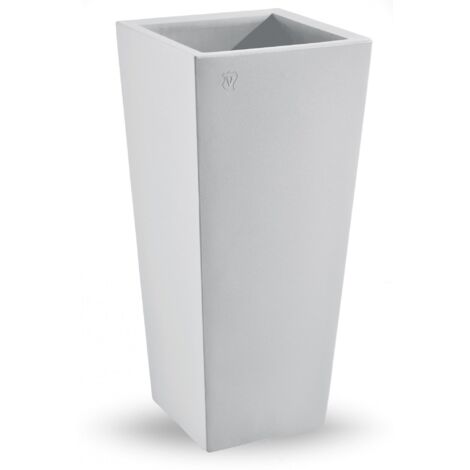 Cache pot quadrato in resina "Genesis" h. 85 cm. Bianco