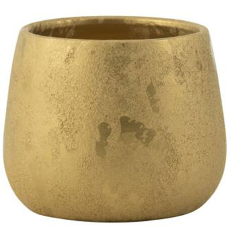 Cache-pot rond 17x17x14 cm en céramique doré
