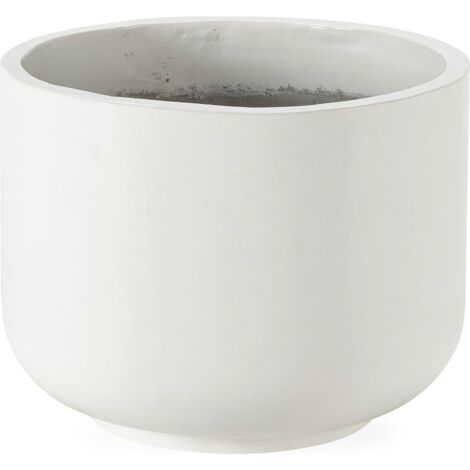 Cache pot rond blanc en fibres ciment finition brillante design épuré - blanc brillant fibres ciment