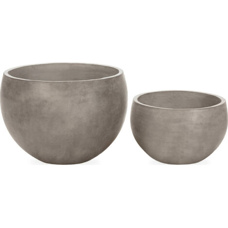 Cache-pot rond ciment gris antracite foncé style contemporain - gris antracite foncé