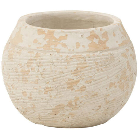 Cache-Pot Rond Design "Rustique" 23cm Blanc
