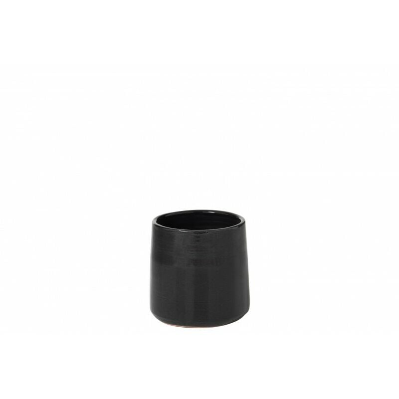 Cachepot rond en céramique noir 18x18x17 cm - Noir