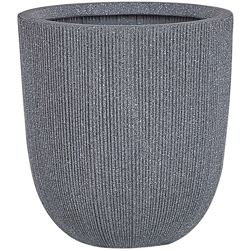 Cache-pot Pot à Plantes Rond 31 cm Gris Résistant aux Intempéries Parfait pour Intérieur et Extérieur au Style Moderne et Scandinave Beliani