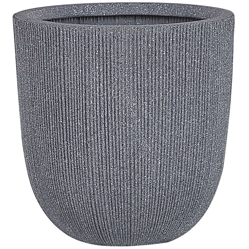 Cache-pot Pot à Plantes Rond 37 cm Gris Résistant aux Intempéries Parfait pour Intérieur et Extérieur au Style Moderne et Scandinave Beliani