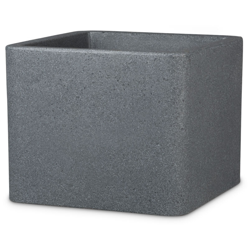 Alea 40, bac à plantes/pot à fleurs/jardinière, carré, coloris: Granit noir, fabriqué avec du plastique recyclé, pour l'extérieur - Scheurich