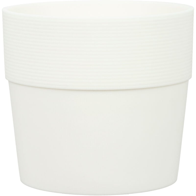 Scheurich Groove 40, pot de fleurs/plantes, rond, en plastique couleur: Bianco, diamètre 38 cm, hauteur 35,2 cm, 50,8 l vol.