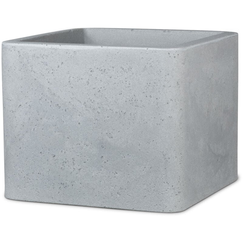 Alea 40, bac à plantes/pot à fleurs/jardinière, carré, coloris: Stony Grey, fabriqué avec du plastique recyclé, pour l'extérieur - Scheurich