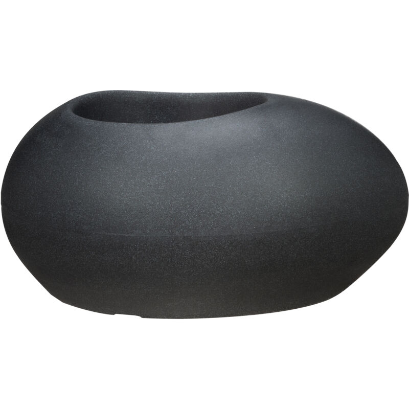Flow 48. vase/pot de fleurs/pot de plantes. en forme de galet. en plastique couleur : Stony Black. 48 cm de largeur. 37.3 cm de profondeur. 22.8 cm