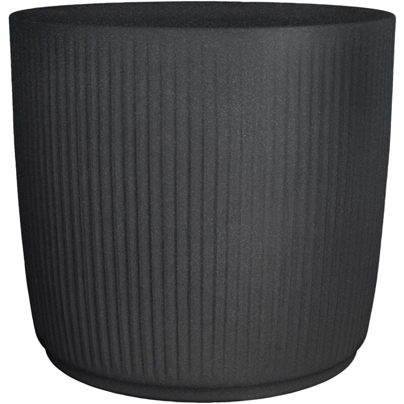 Linetto 30. vase/pot de fleurs/pot de plantes. rond. en plastique couleur : Stony Black. 28.6 cm de diamètre. 26.2 cm de hauteur. 14 l de volume.