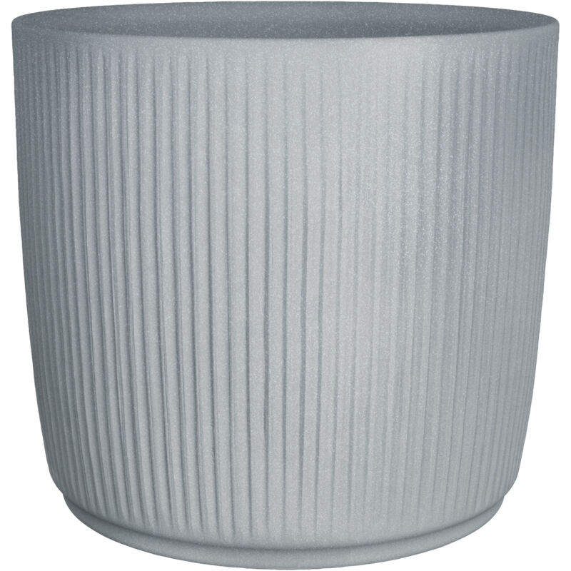 Linetto 47. vase/pot de fleurs/pot de plantes. rond. en plastique Couleur : Stony Grey. 46.6 cm de diamètre. 42.6 cm de hauteur. 62 l vol. - Scheurich