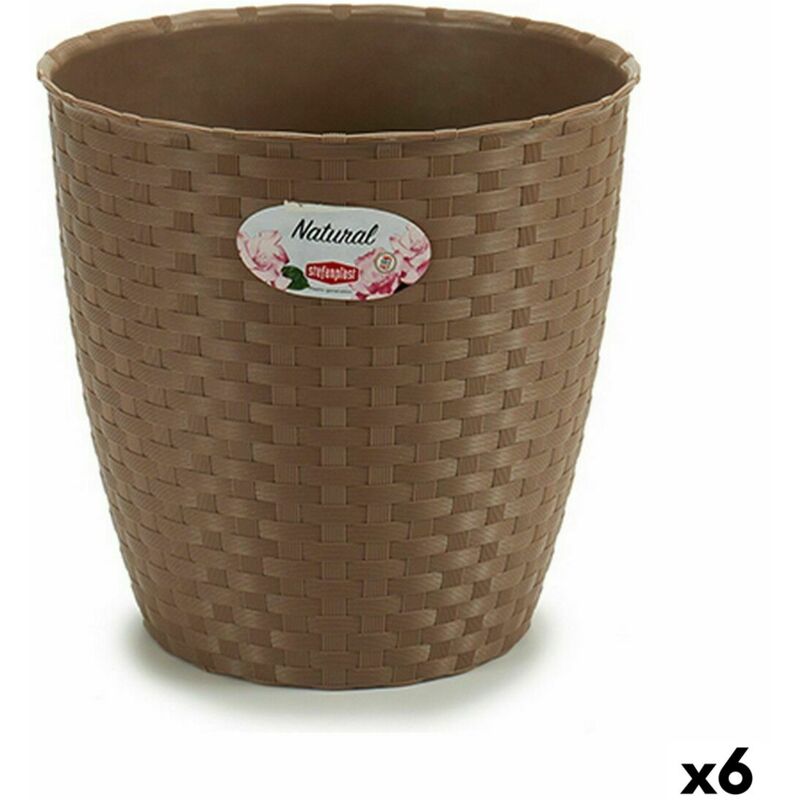 Pot de fleurs stefanplast plastique brun 24 x 22,5 x 24 cm (6 pièces)