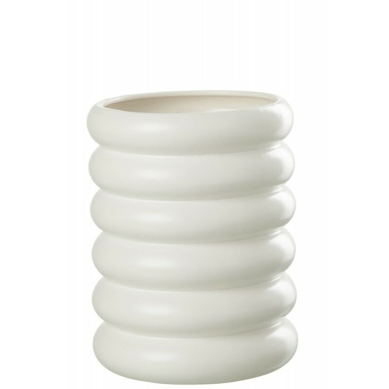 Cache-pot style bouées en porcelaine blanc 20x20x25 cm - Blanc