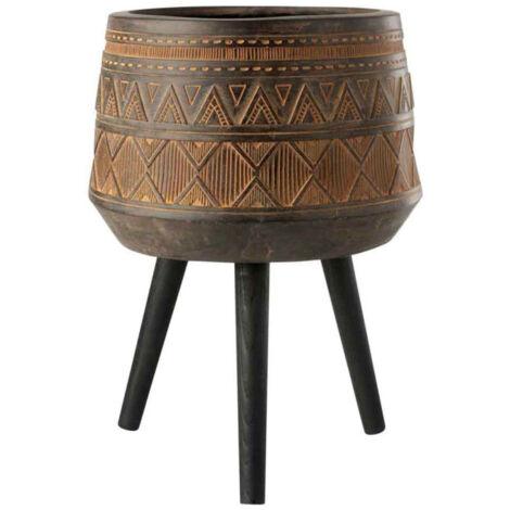 Cache-Pot sur 3 Pieds "Ethnique" 56cm Marron