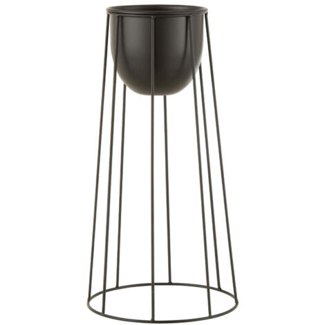 Cache-Pot sur Pied en Métal "Lignes" 45cm Noir