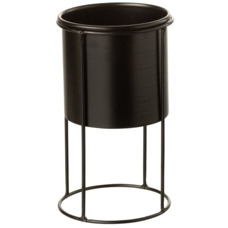 Cache-pot sur pied en métal Noir 11x11x19cm