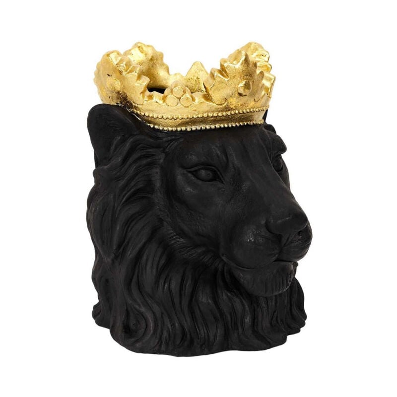 Cache-Pot Tête de Lion 'Couronne' 39cm Noir