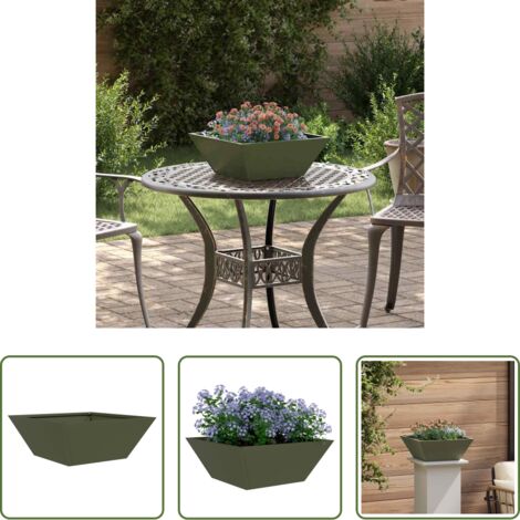 Cache-pot vert olive -  Cache-pot de jardin Vert olive 40 x 40 x 15 cm
