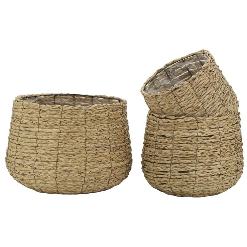 Cache-pots en jonc tissé (lot de 3)
