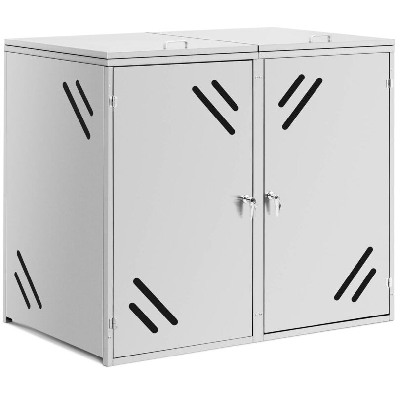 Cache-poubelle 2 x 240 l Fentes d'aération - Habillage de poubelle Abri à poubelle
