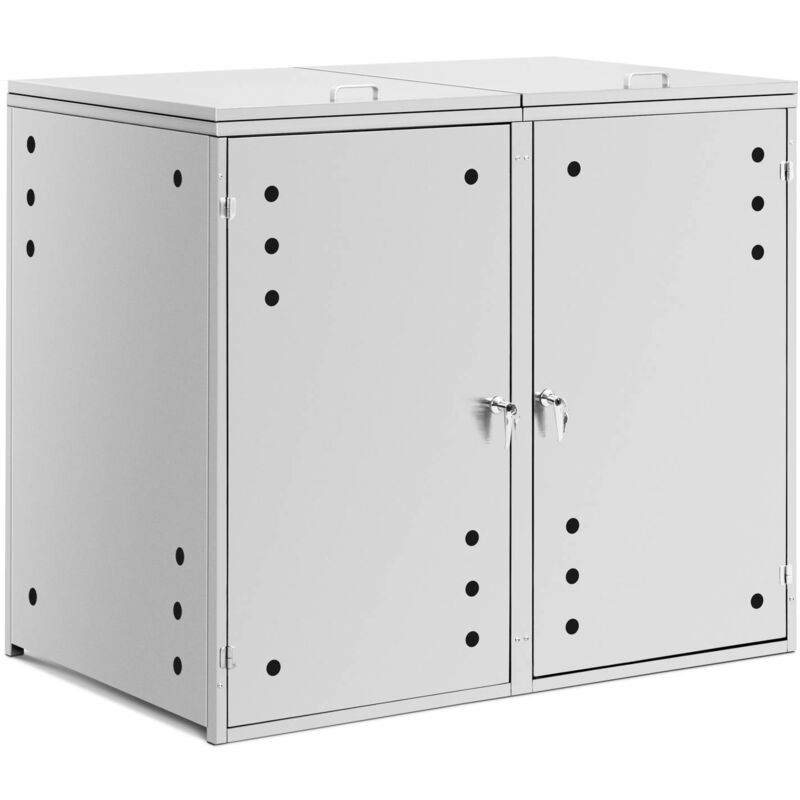 Cache-poubelle 2 x 240 l Trous d'aération - Habillage de poubelle Abri à poubelle